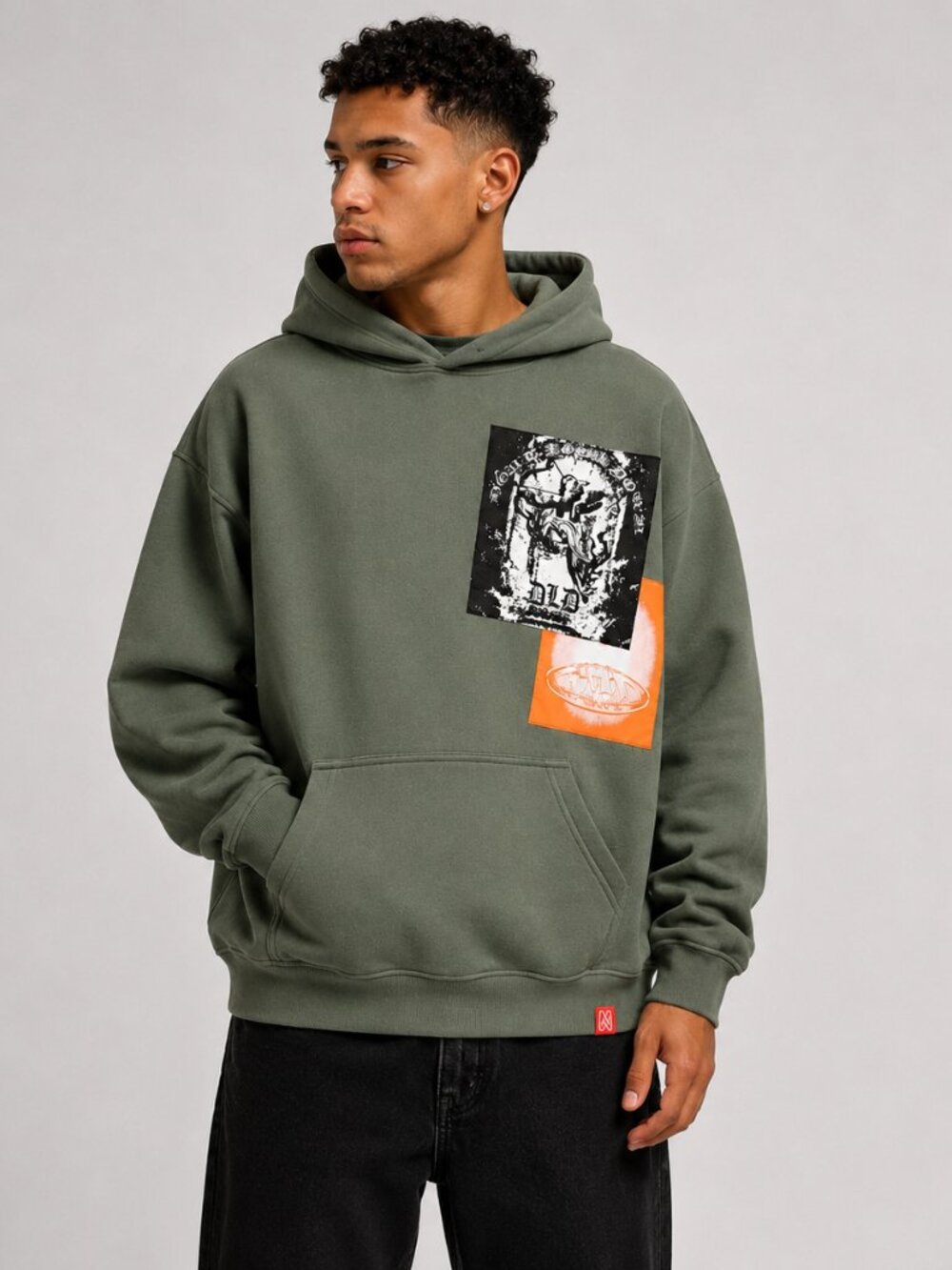 DLD Oyster Green Oversized Graphic Streetwear Hoodie NWT